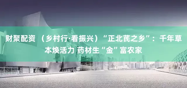 财聚配资 （乡村行·看振兴）“正北芪之乡”：千年草本焕活力 药材生“金”富农家